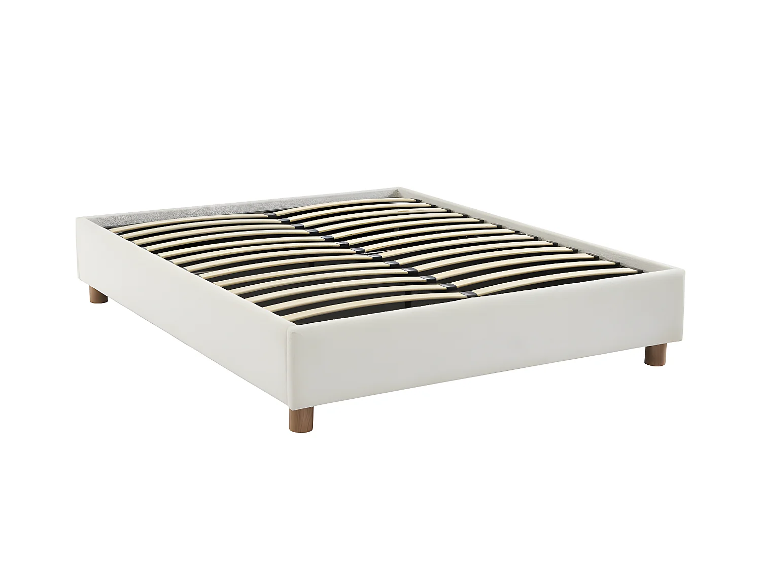 Millo - Lit coffre en tissu bouclette 140x190cm - Ecru