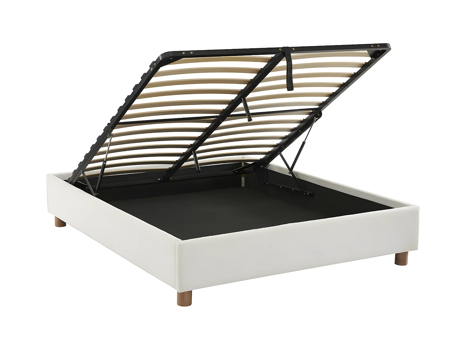 Millo - Lit coffre en tissu bouclette 140x190cm - Ecru