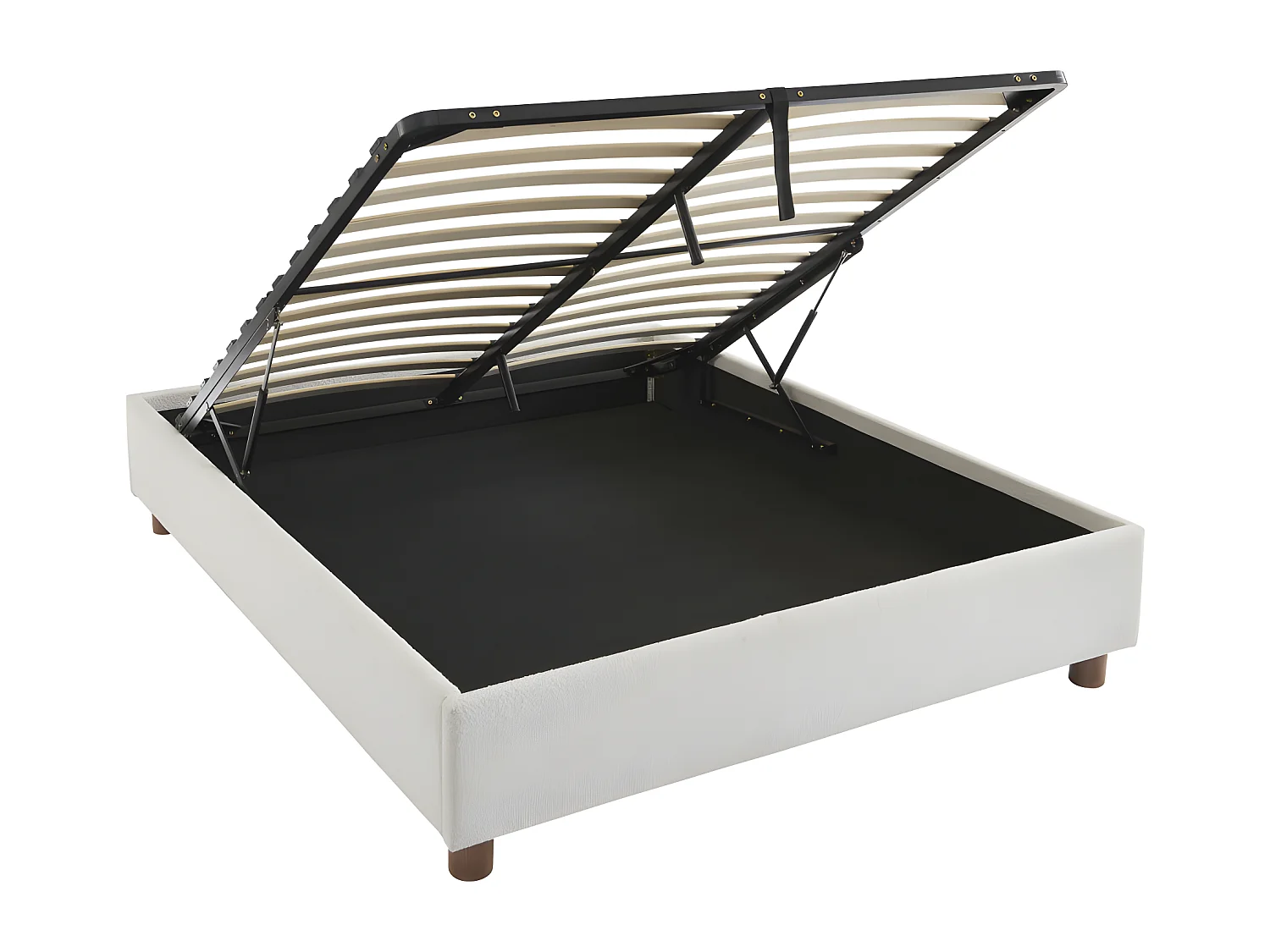 Millo - Lit coffre en tissu bouclette 140x190cm - Ecru