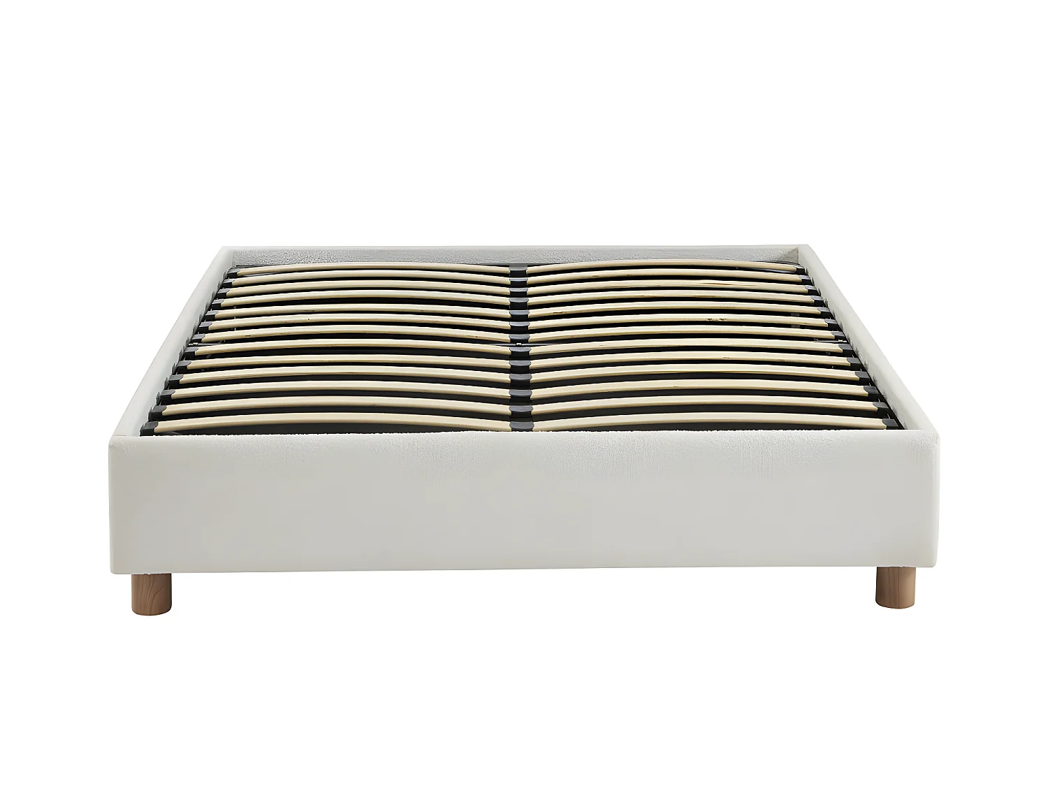 Millo - Lit coffre en tissu bouclette 140x190cm - Ecru