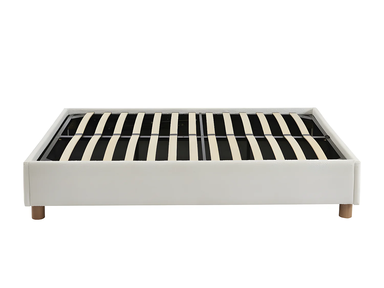 Millo - Lit coffre en tissu bouclette 140x190cm - Ecru