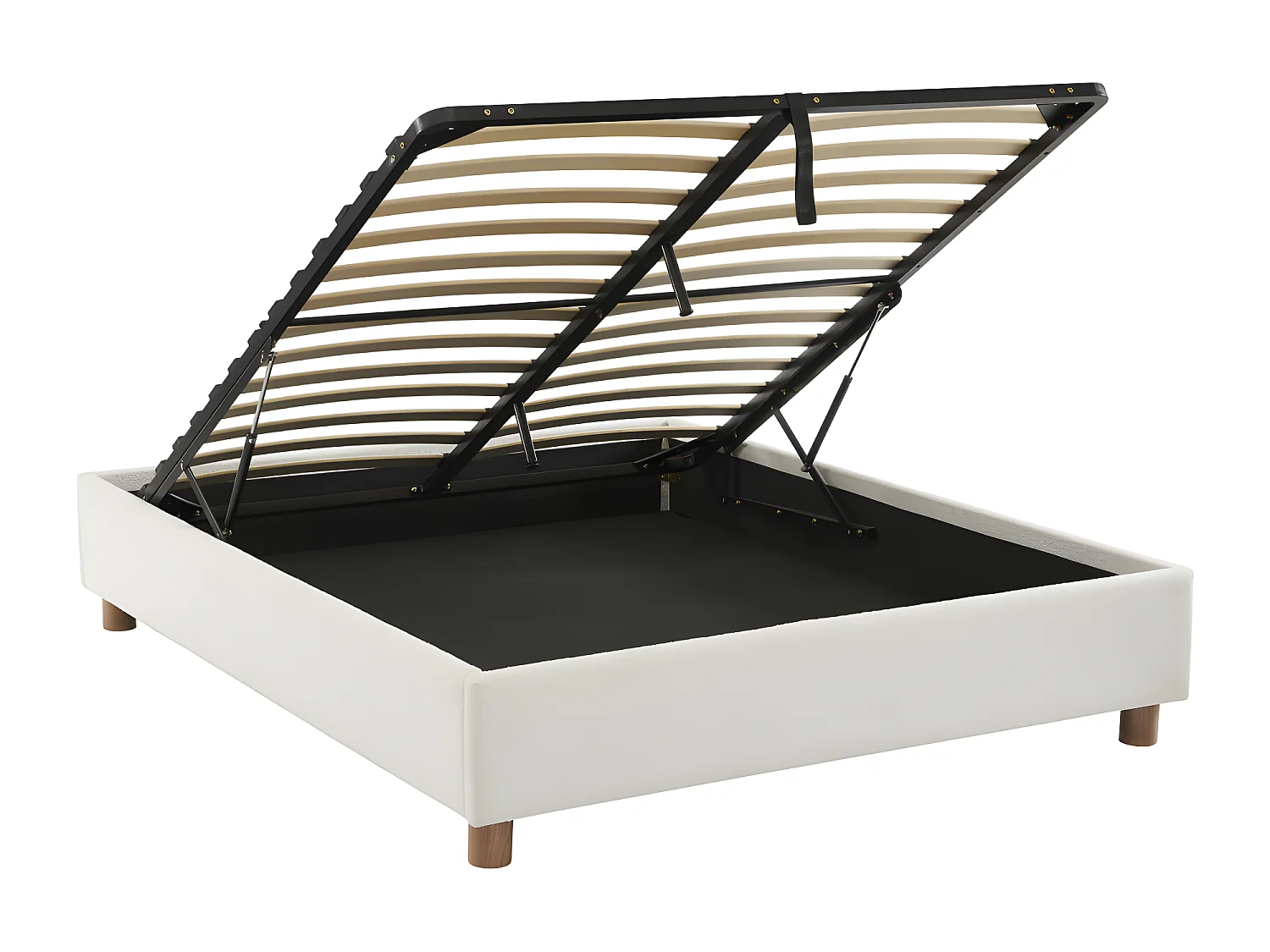 Millo - Lit coffre en tissu bouclette 140x190cm - Ecru