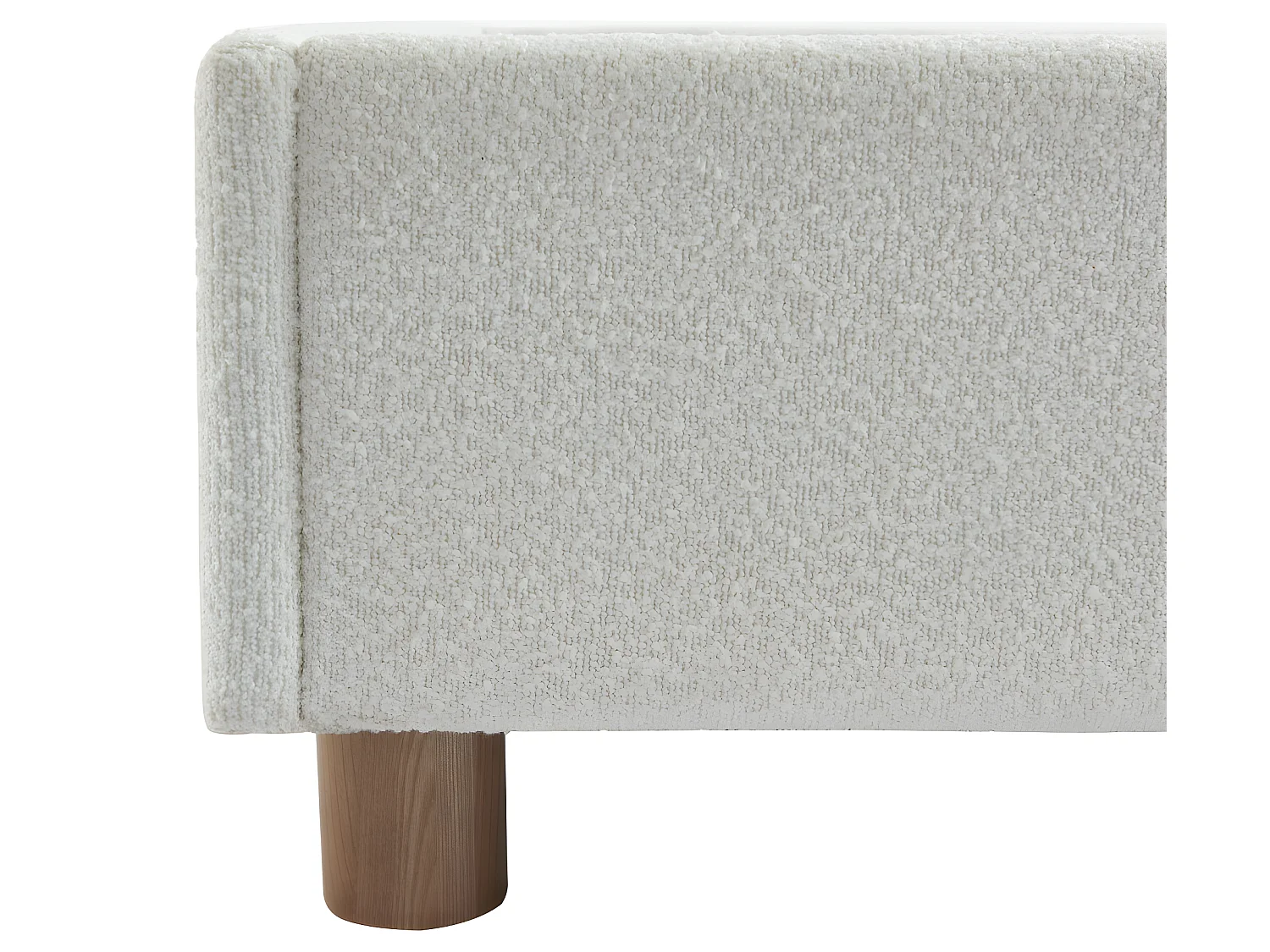 Millo - Lit coffre en tissu bouclette 140x190cm - Ecru