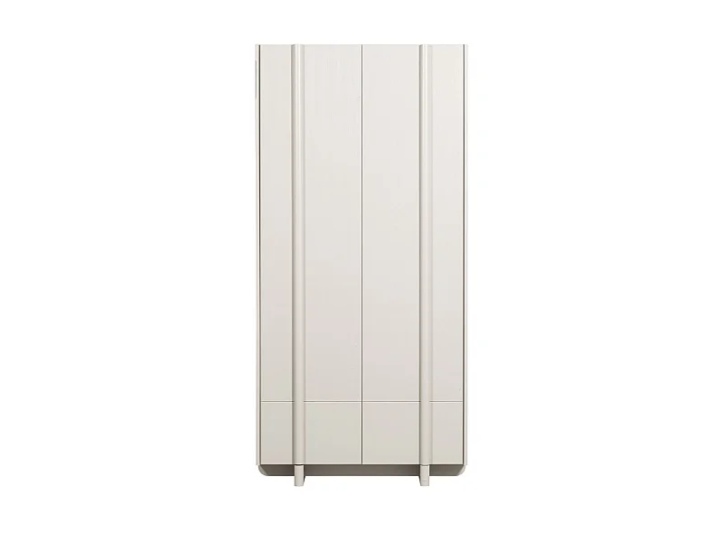 Basu - Armoire 2 portes, 1 tiroir en bois H210cm - Gris clair