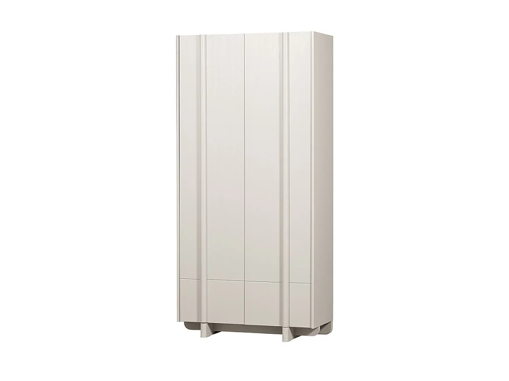 Basu - Armoire 2 portes, 1 tiroir en bois H210cm - Gris clair