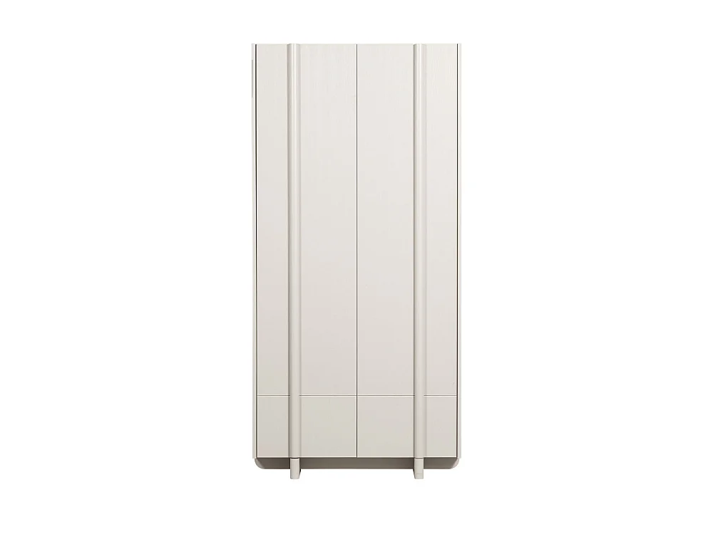 Basu - Armoire 2 portes, 1 tiroir en bois H210cm - Gris clair