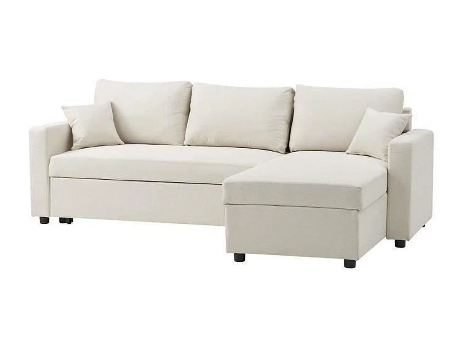 Canapé d'angle réversible convertible grand couchage + coffre - 3 places - Beige - 228 x 148 x 86 cm - OWENS