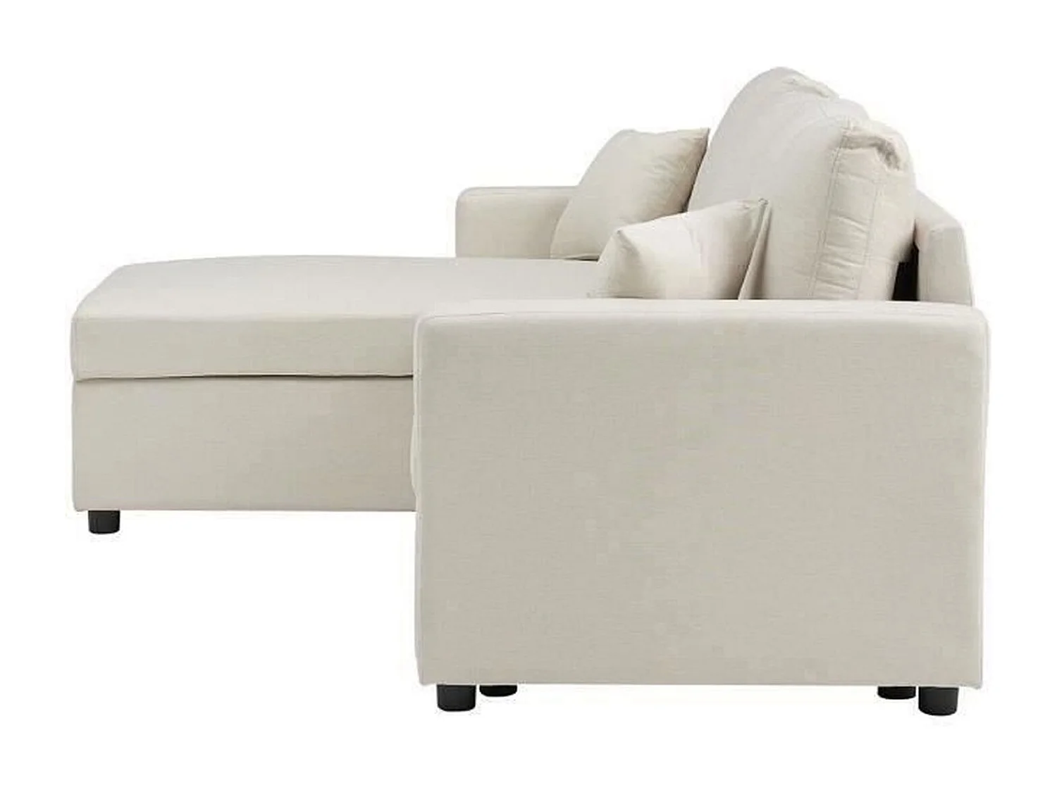 Canapé d'angle réversible convertible grand couchage + coffre - 3 places - Beige - 228 x 148 x 86 cm - OWENS