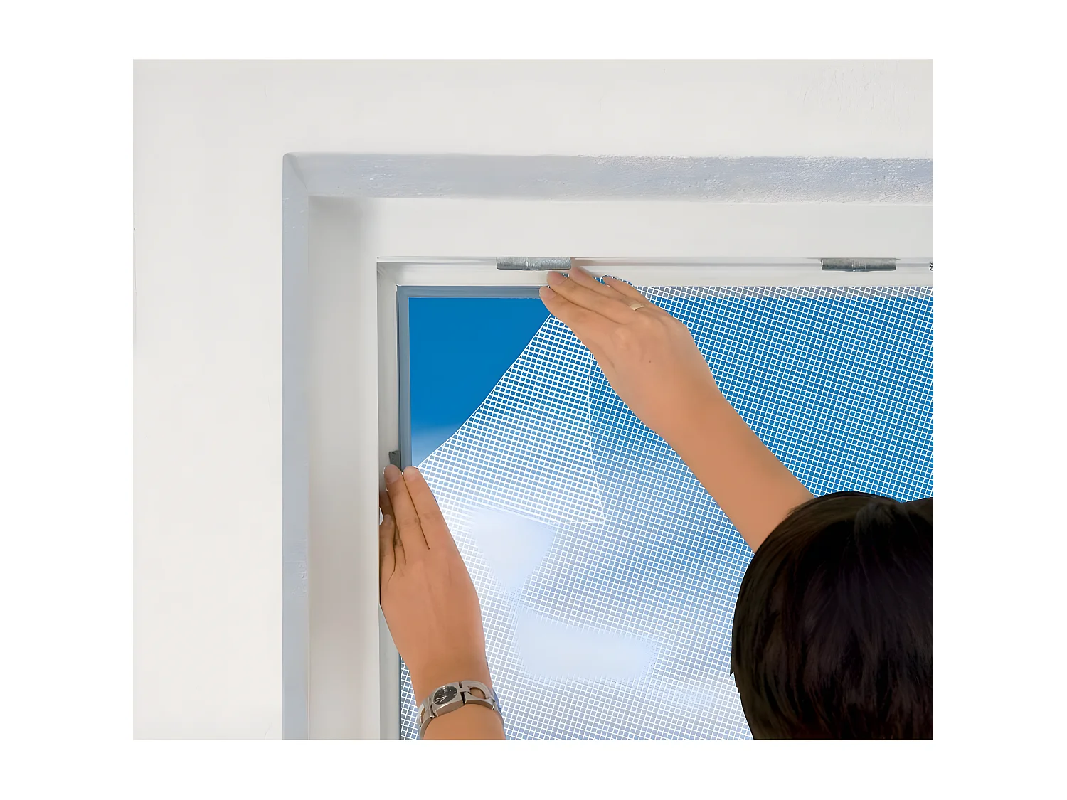 Weißes Fliegengitter für Fenster 28g/m² mit Klettband 9,5 mm