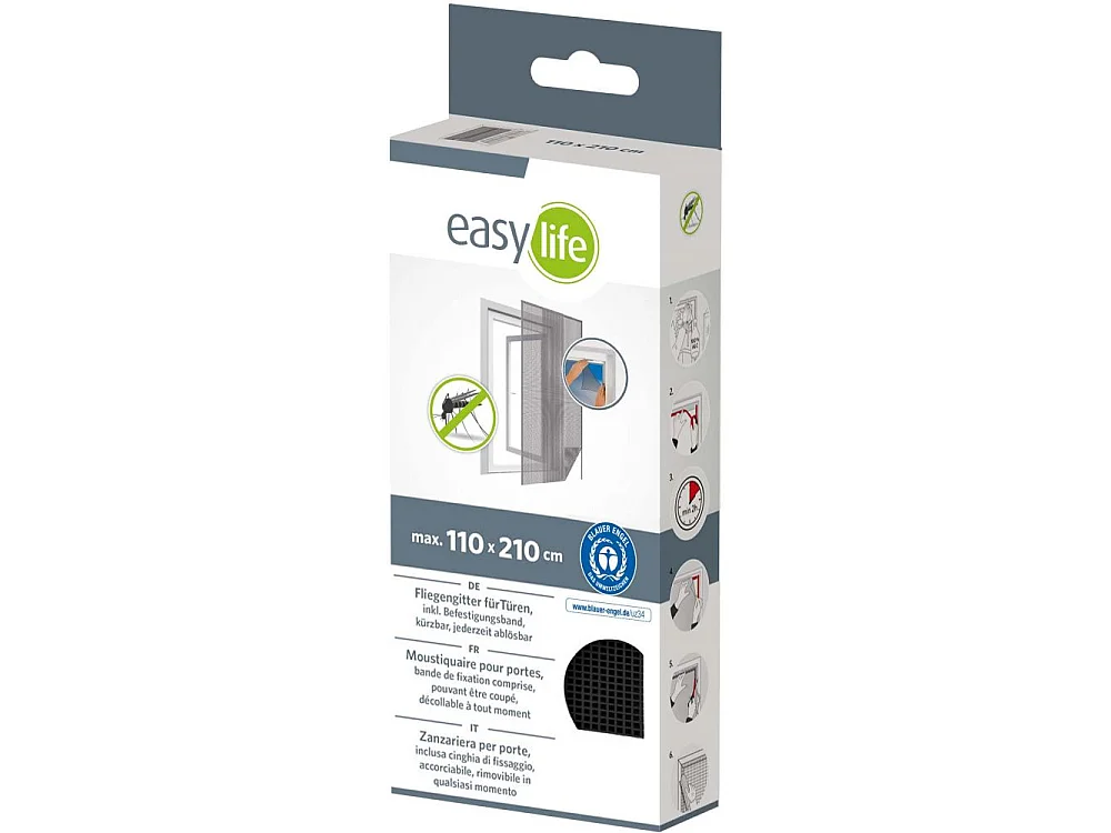 Moustiquaire porte anthracite 18g/m² bande auto-agrippante 7,5 mm