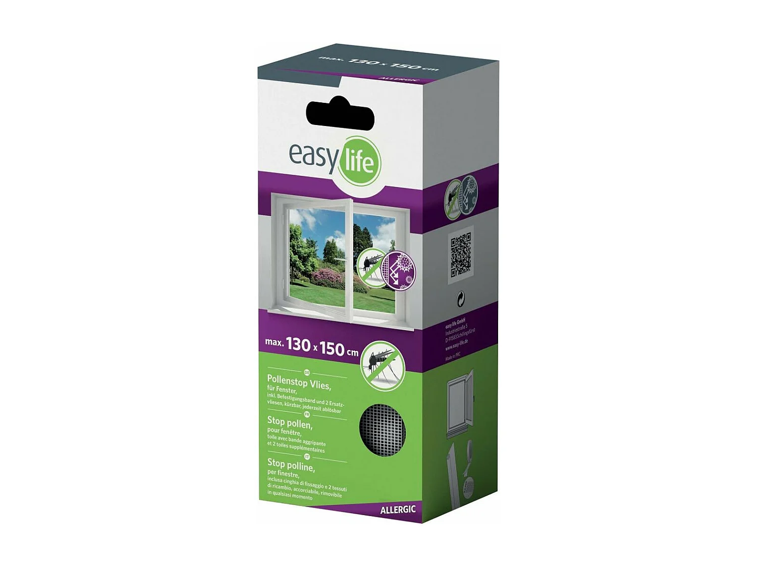 Moustiquaire avec protection anti-pollen et 2 toiles supplémentaires