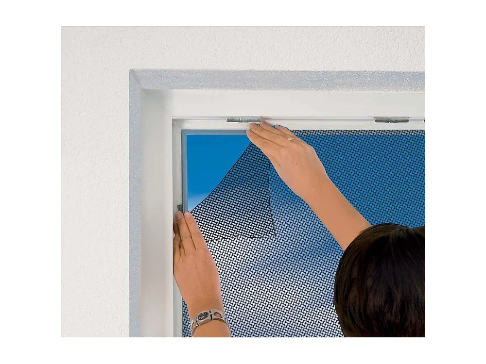 Pantalla de ventana antracita 18g/m² cinta de gancho y bucle 7,5 mm máx. 130x150 cm