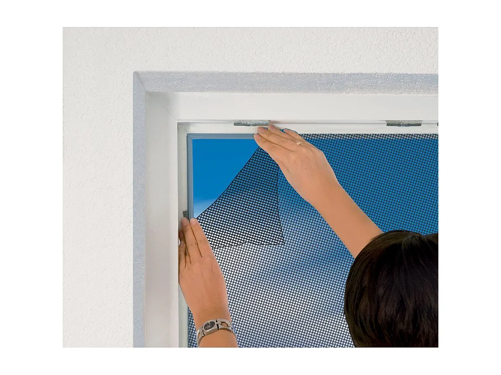 Zanzariera antracite 18g/m² nastro con gancio e anello 7,5 mm max 100x100 cm