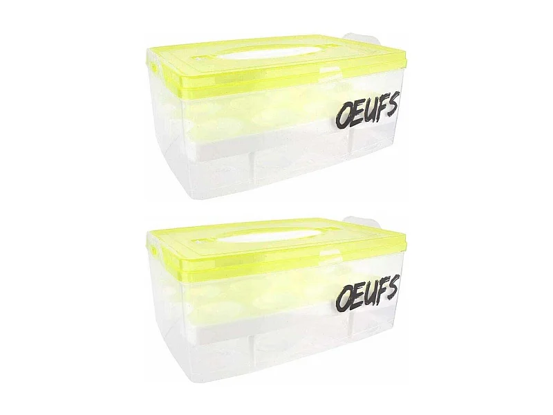 Boite à oeufs en plastique 24 emplacements 2 étages (Lot de 2)