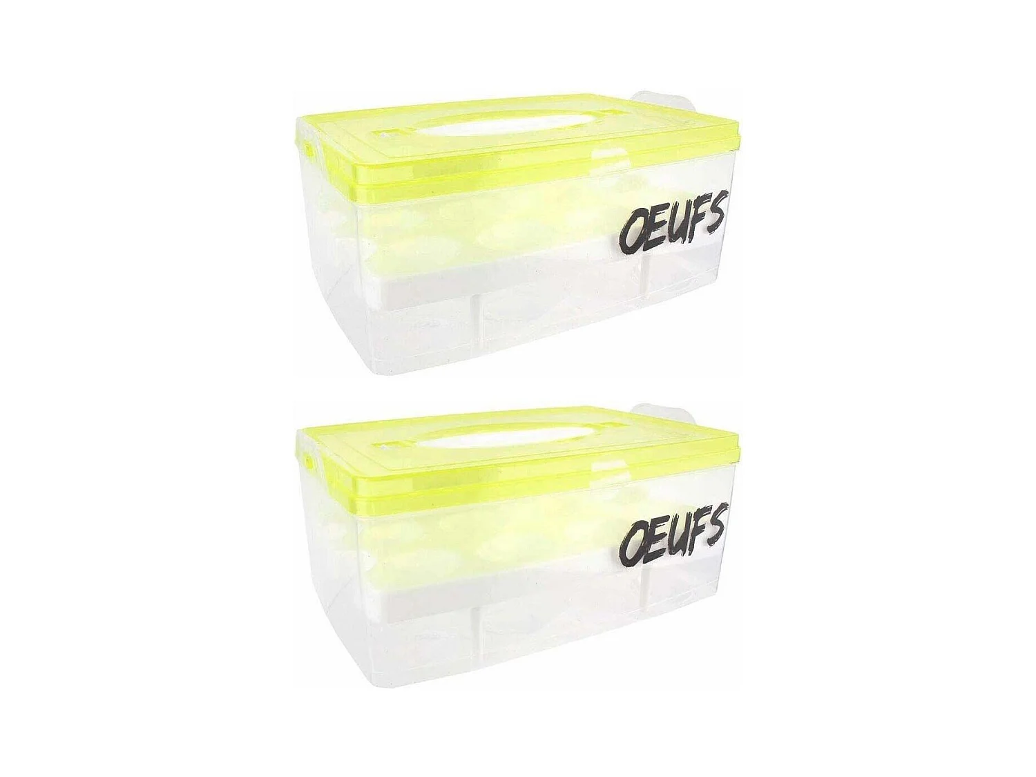 Boite à oeufs en plastique 24 emplacements 2 étages (Lot de 2)