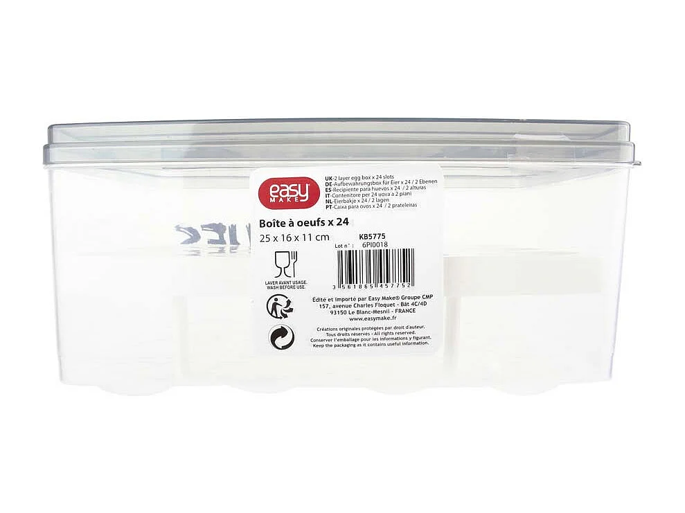 Boite à oeufs en plastique 24 emplacements 2 étages (Lot de 2)