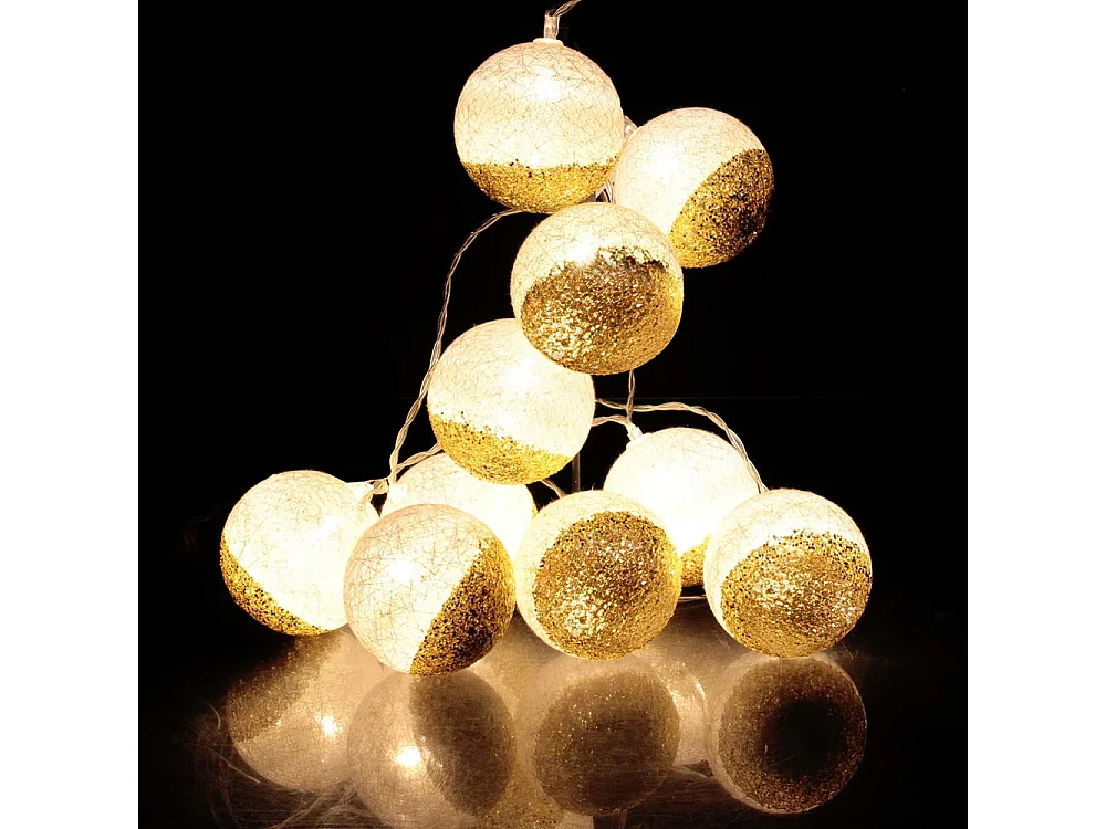 Guirlande lumineuse boules pailletées 10 leds (Lot de 2)