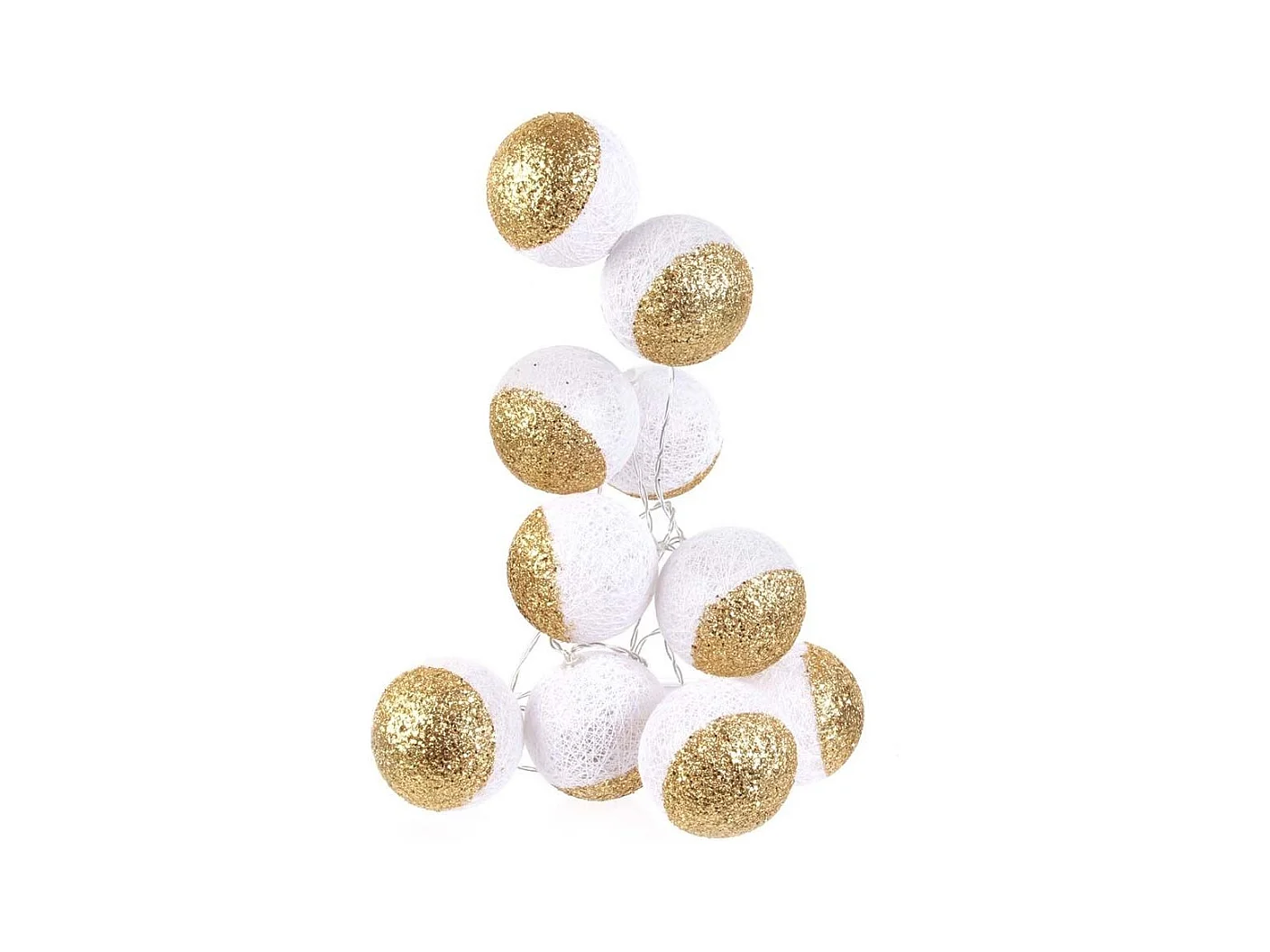 Guirlande lumineuse boules pailletées 10 leds (Lot de 2)