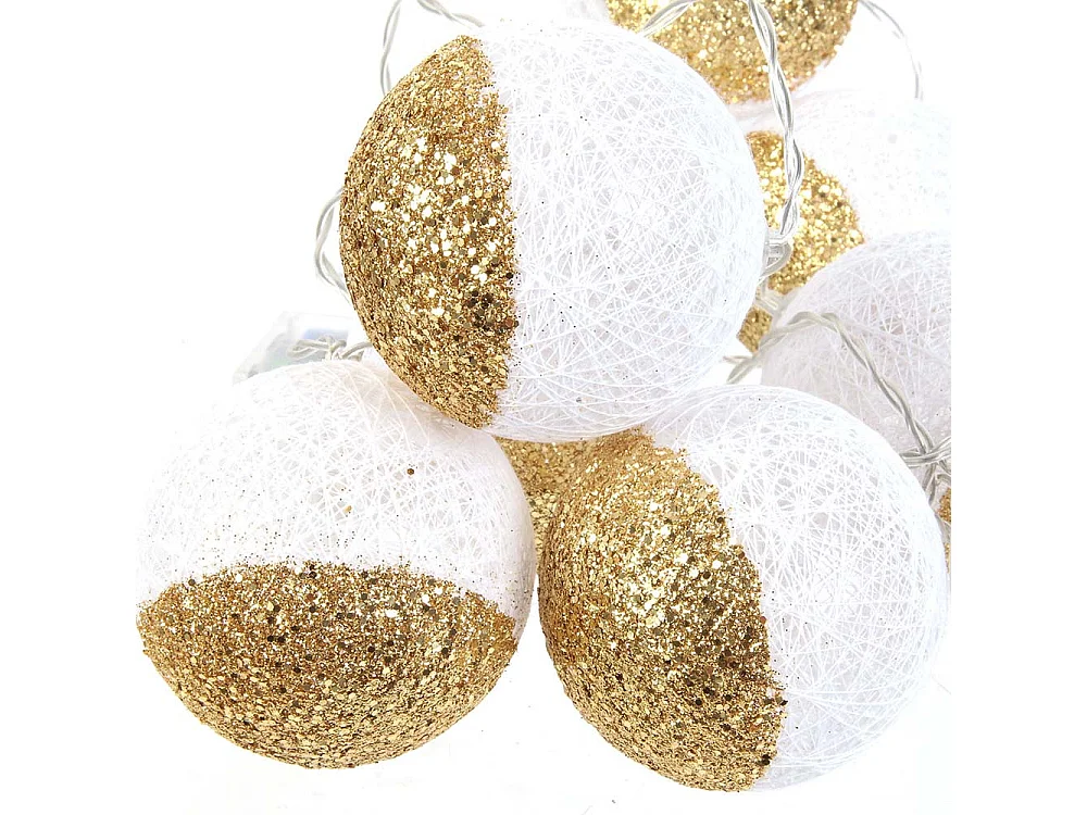 Guirlande lumineuse boules pailletées 10 leds (Lot de 2)