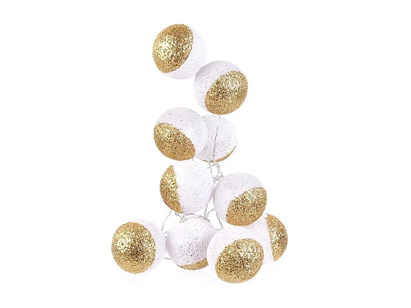Guirlande lumineuse boules pailletées 10 leds (Lot de 2)