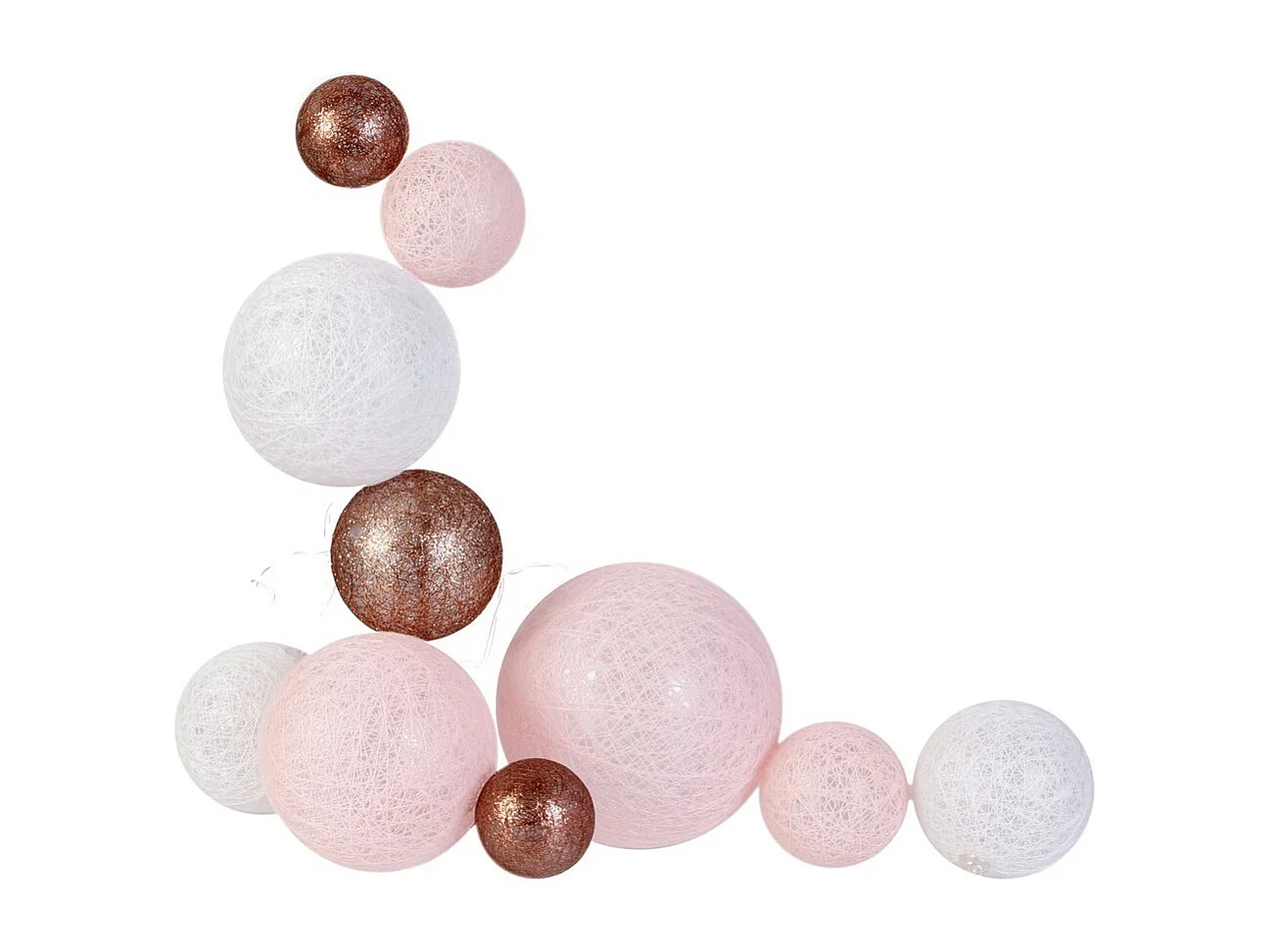 Guirlande lumineuse boules colorées 10 leds multi-tailles (Lot de 2)