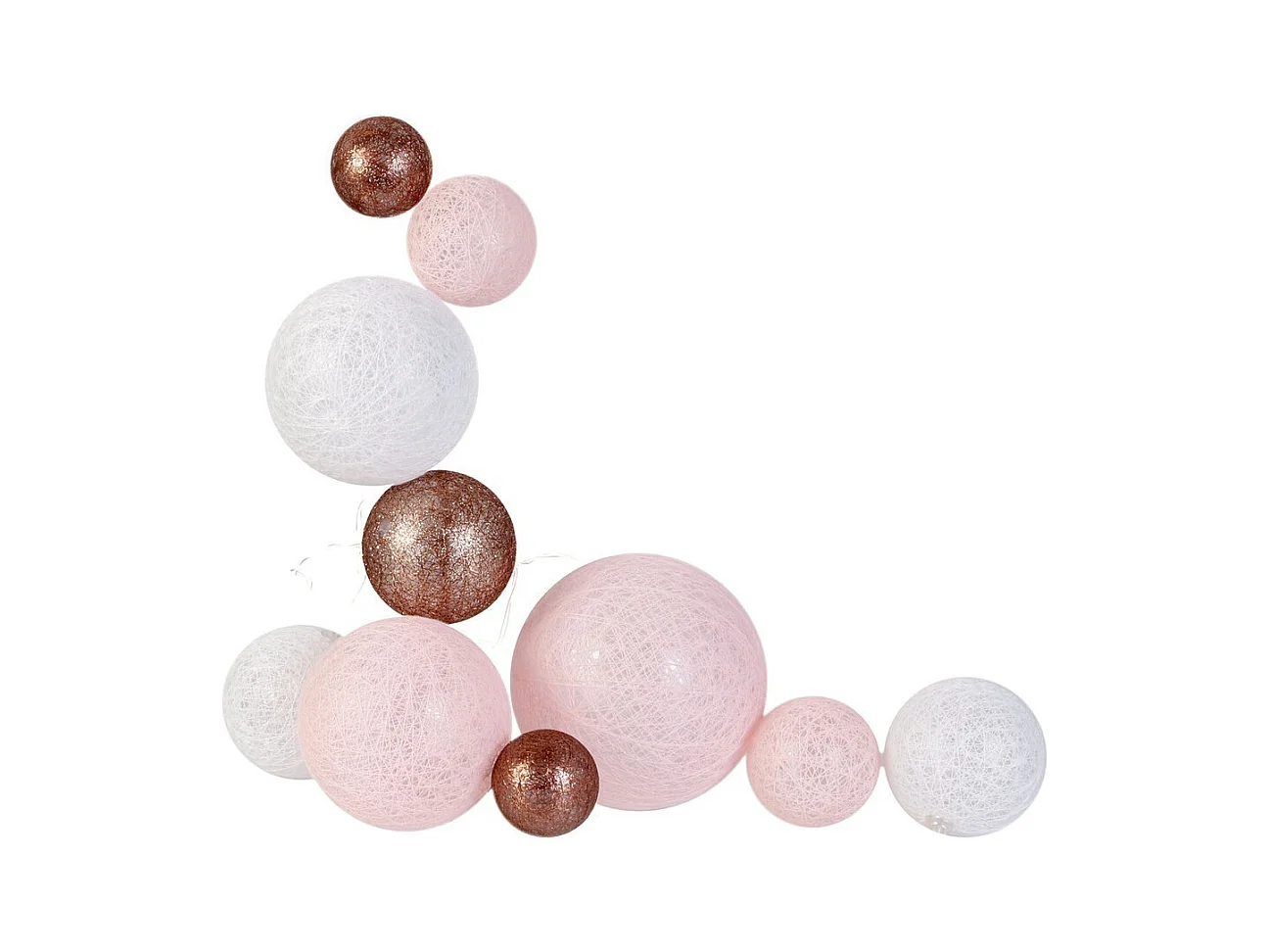 Guirlande lumineuse boules colorées 10 leds multi-tailles (Lot de 2)