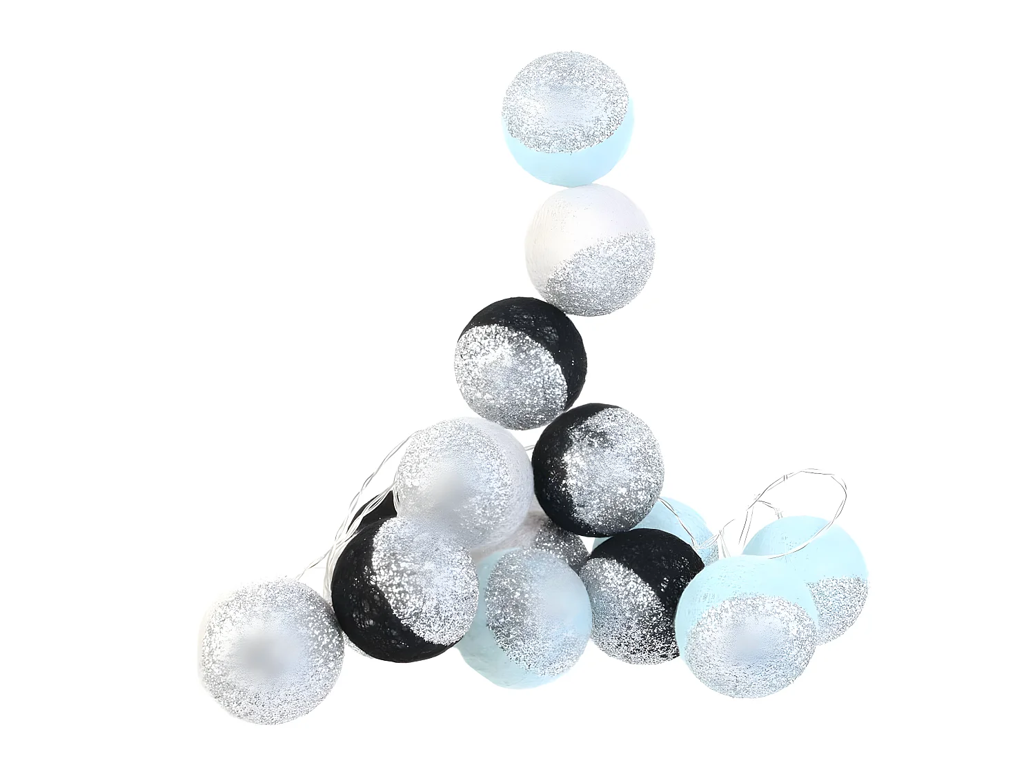 Guirlande lumineuse boules pailletées 16 leds (Lot de 2)