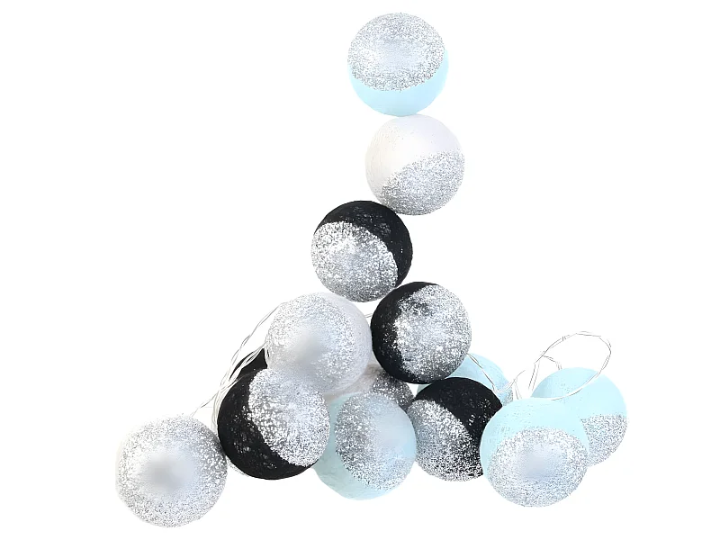 Guirlande lumineuse boules pailletées 16 leds (Lot de 2)