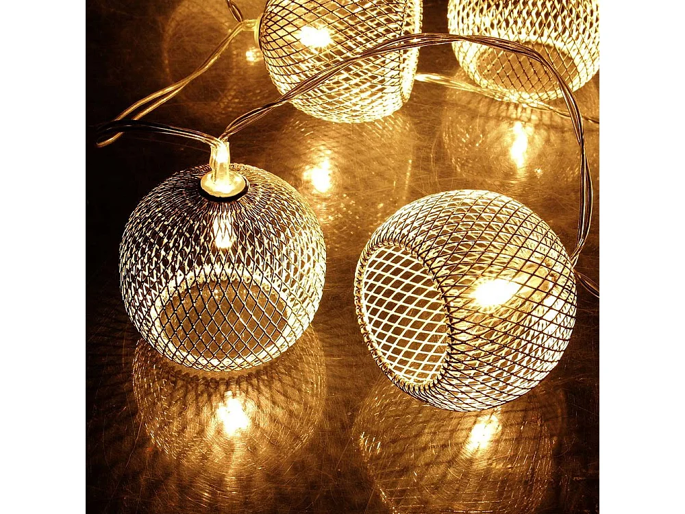 Guirlande lumineuse 10 cages argentées (Lot de 2) 2