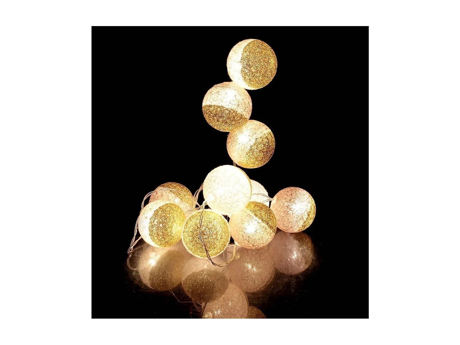 Guirlande lumineuse boules pailletées 10 leds (Lot de 2)
