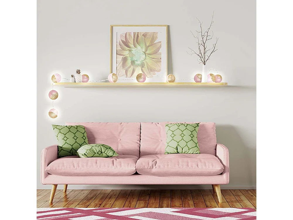 Guirlande lumineuse boules pailletées 10 leds (Lot de 2)