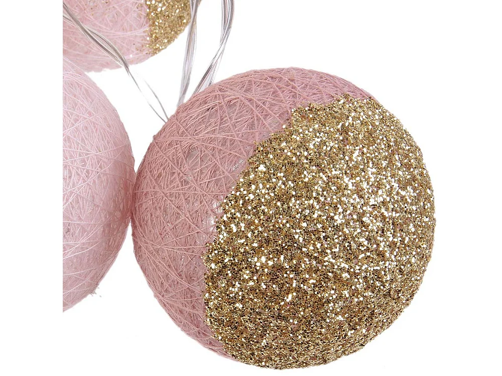 Guirlande lumineuse boules pailletées 10 leds (Lot de 2)