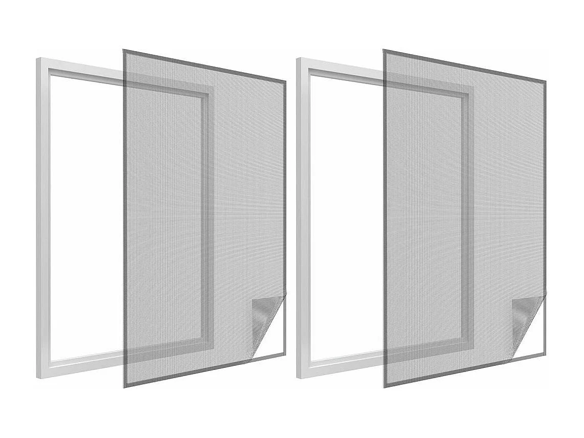 Moustiquaire fenêtre anthracite 28g/m² bande auto-agrippante 9,5 mm (Lot de 2)