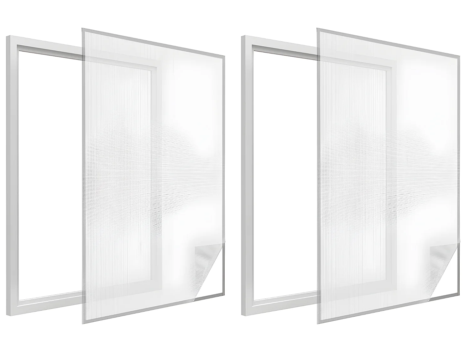 Moustiquaire fenêtre blanc 18g/m² bande auto-agrippante 7,5 mm (Lot de 2)