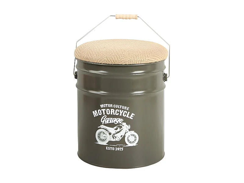 Pouf seau à pellets en métal Motorcycle