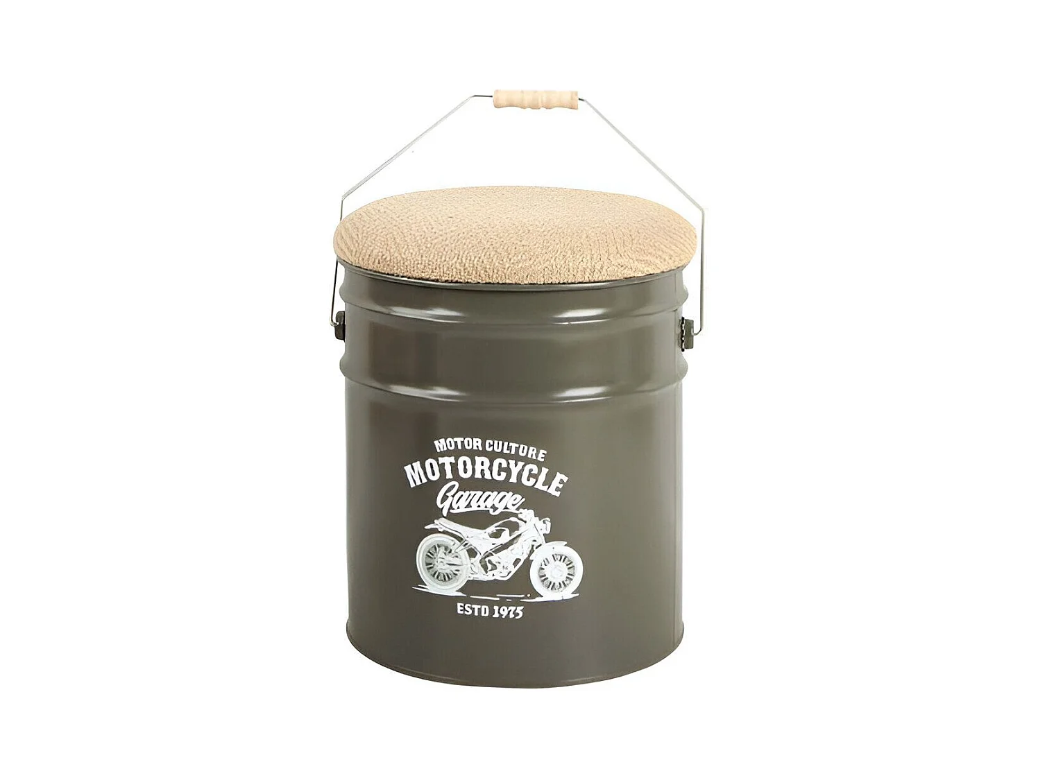 Pouf seau à pellets en métal Motorcycle