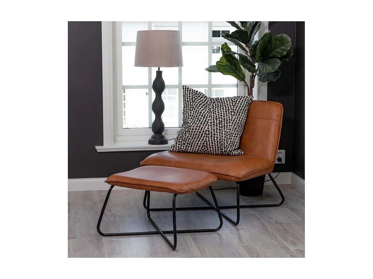 Fauteuil & Pouf Design "X-Lounge" 78cm Marron