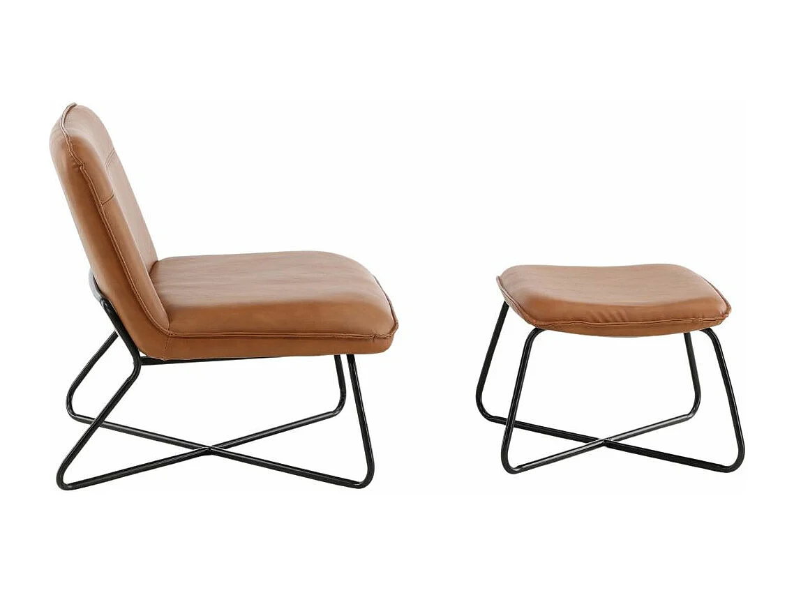 Fauteuil & Pouf Design "X-Lounge" 78cm Marron