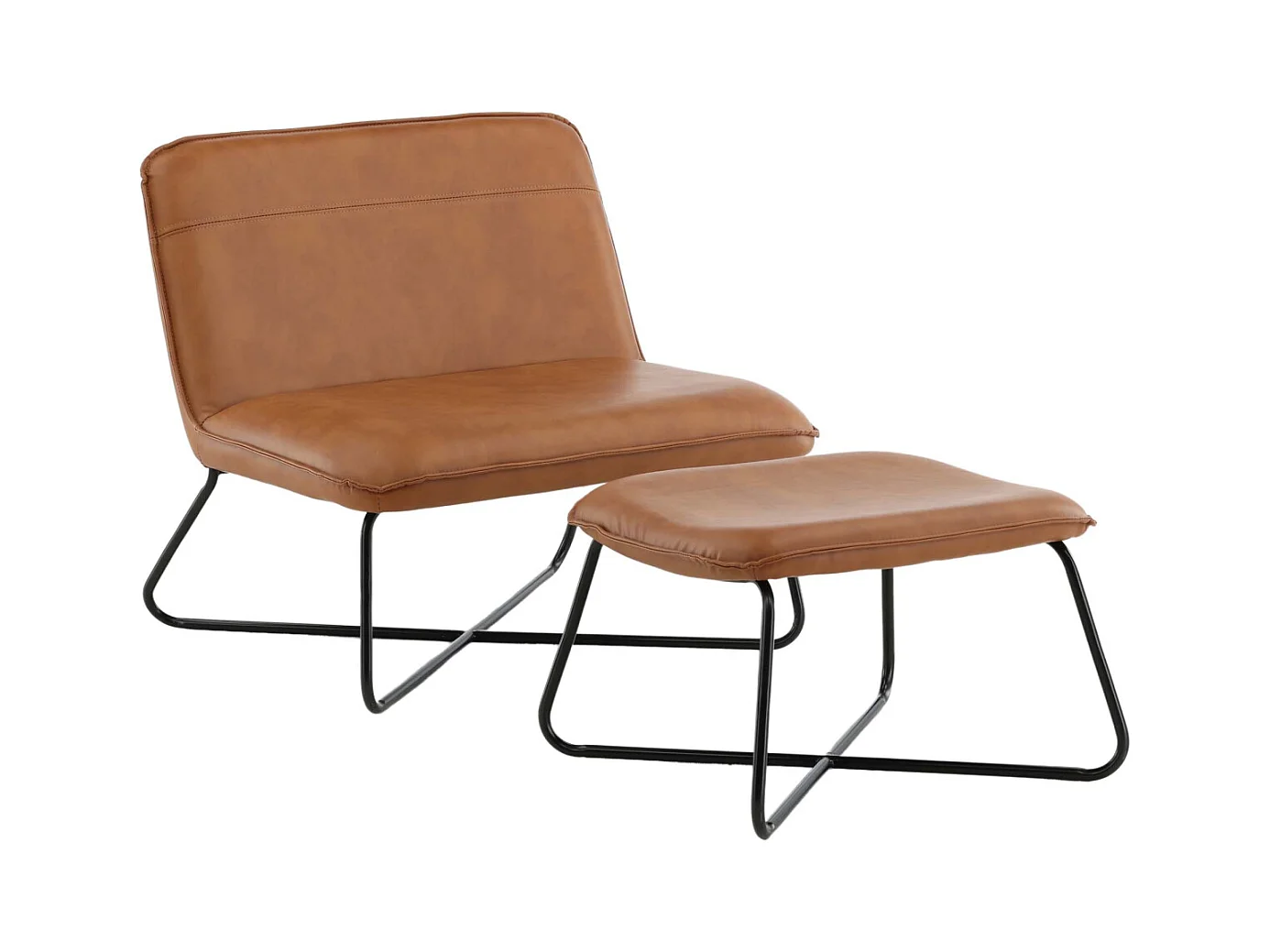Fauteuil & Pouf Design "X-Lounge" 78cm Marron