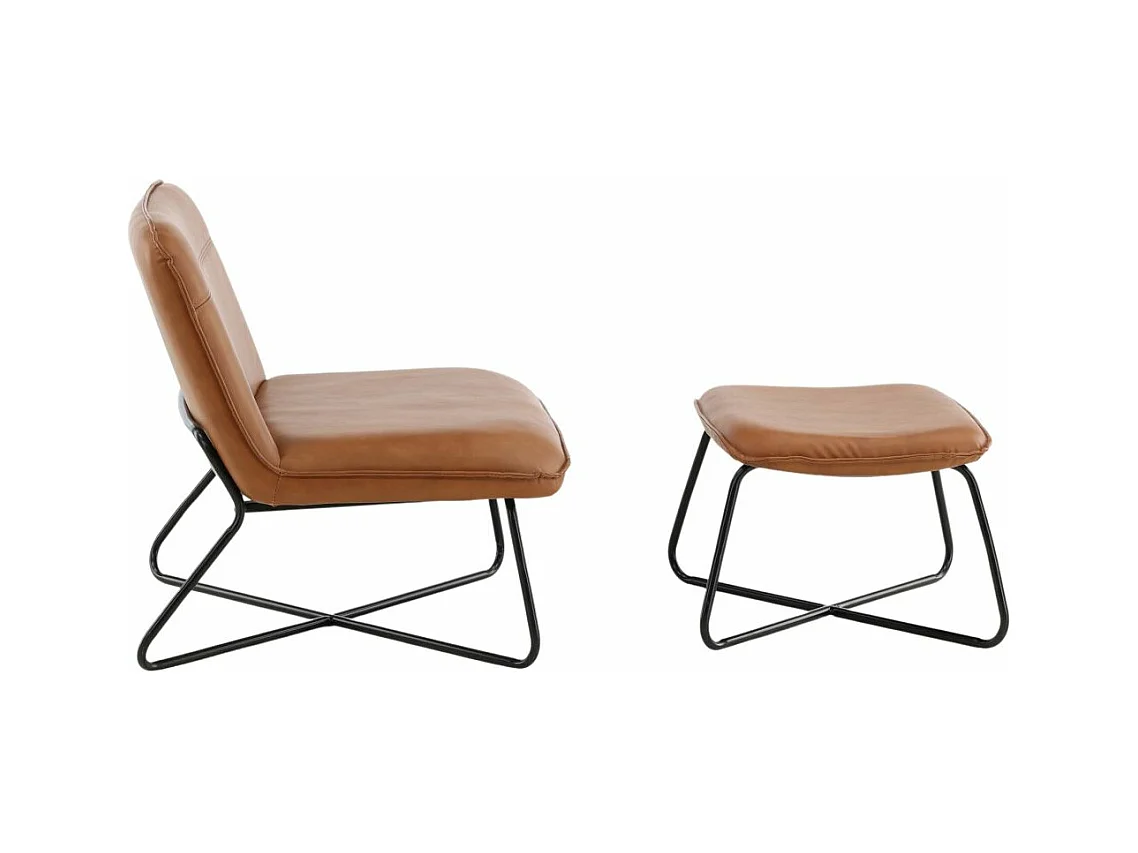 Fauteuil & Pouf Design "X-Lounge" 78cm Marron