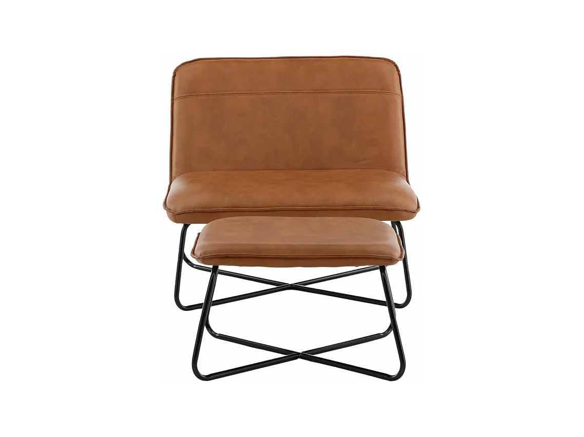 Fauteuil & Pouf Design "X-Lounge" 78cm Marron