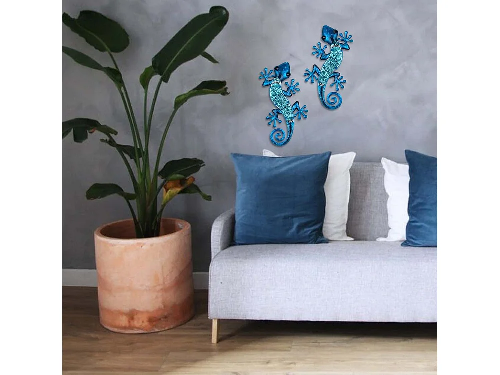 Gecko décoratif en métal et verre Arabesque