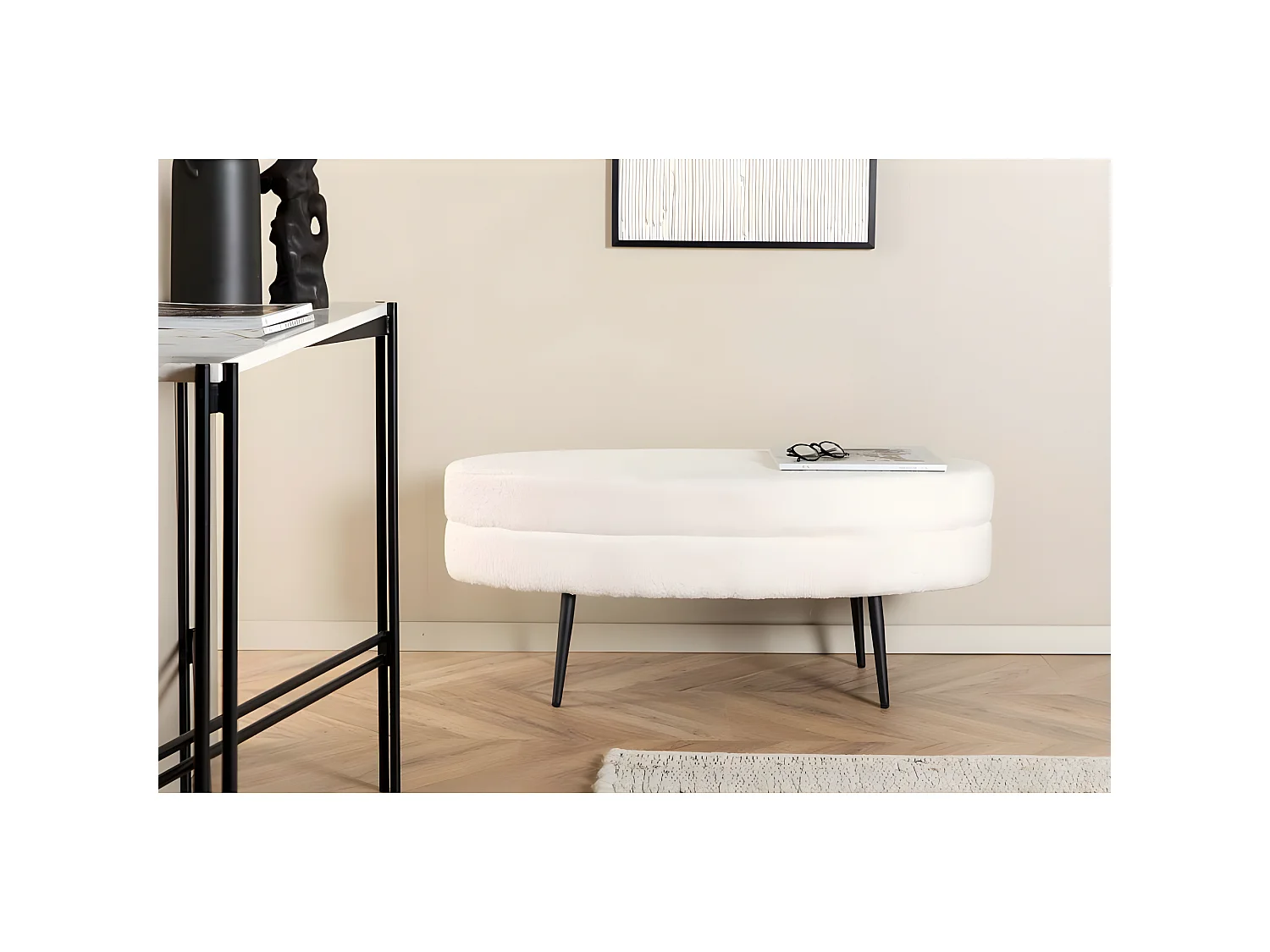 Panca ovale Otto in acciaio e poliestere