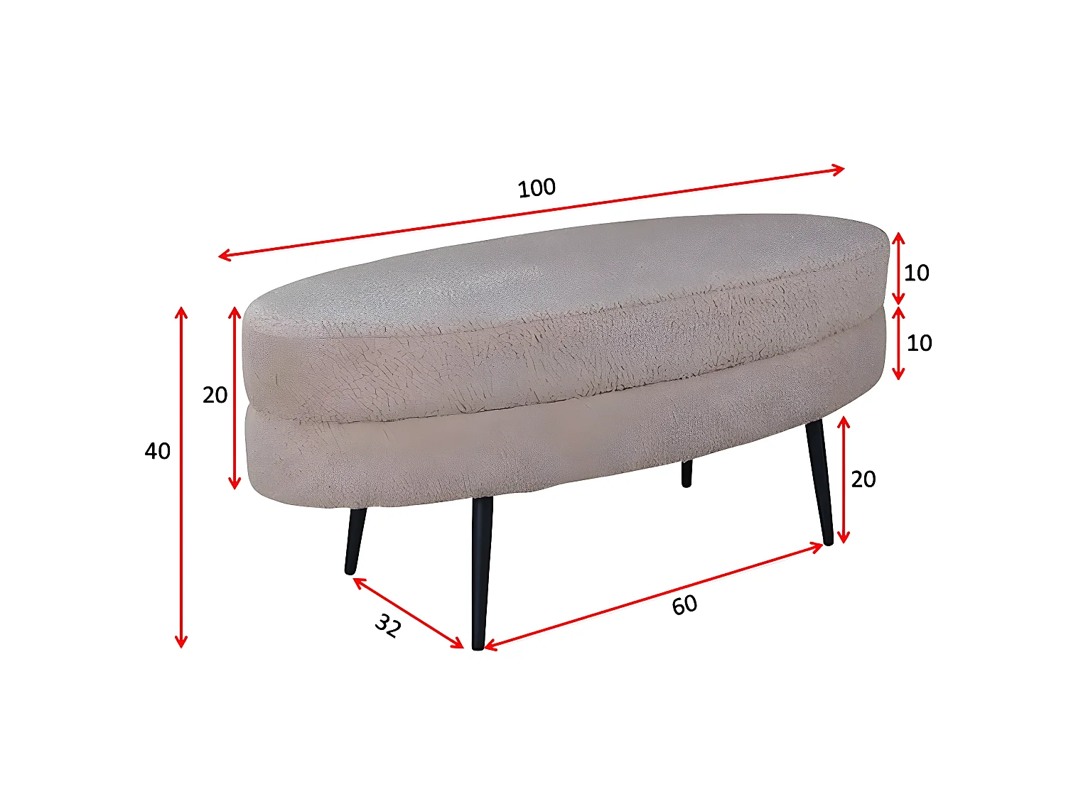 Panca ovale Otto in acciaio e poliestere