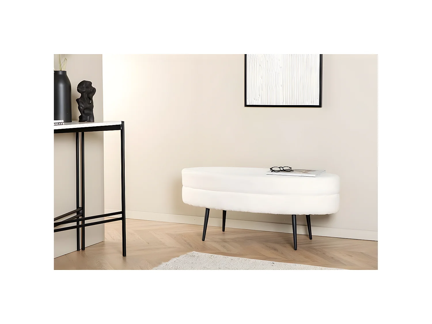 Panca ovale Otto in acciaio e poliestere