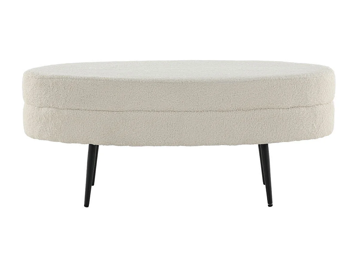 Otto poef, hocker teddystof zwart, wit.
