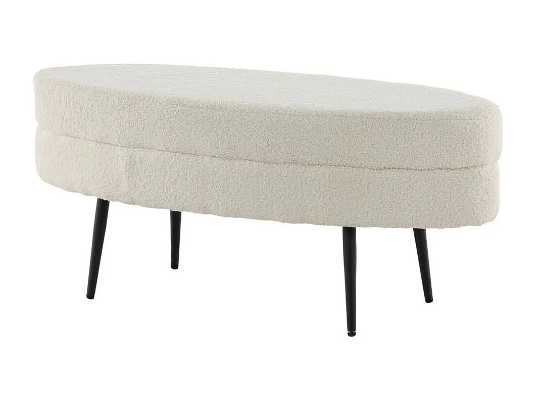 Otto poef, hocker teddystof zwart, wit.
