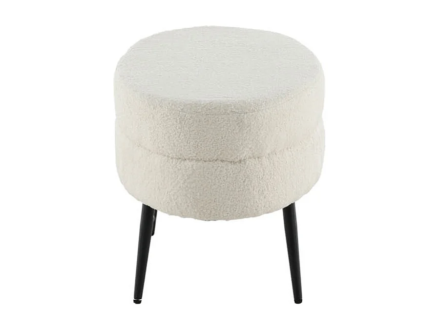 Otto poef, hocker teddystof zwart, wit.