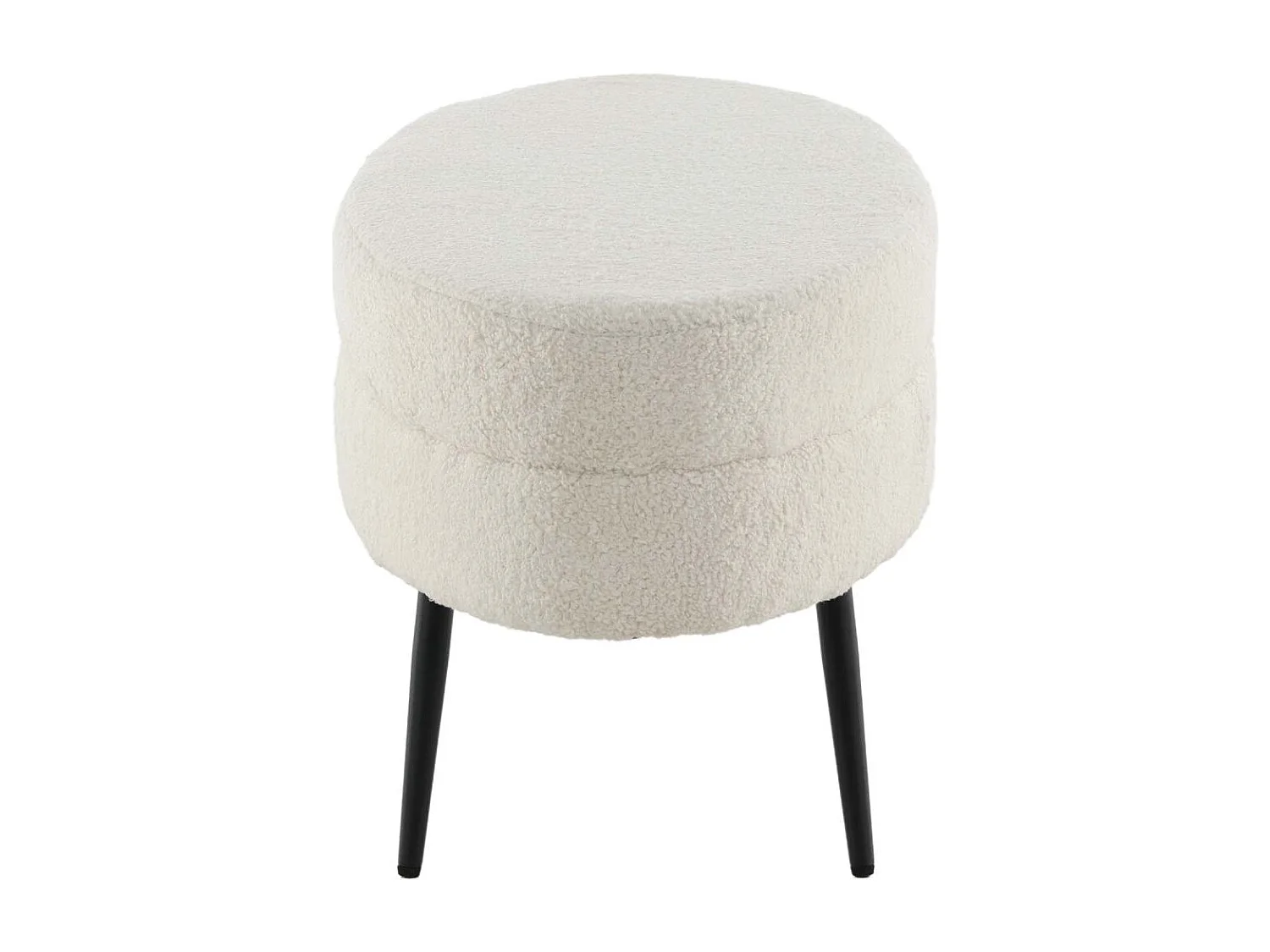 Otto poef, hocker teddystof zwart, wit.