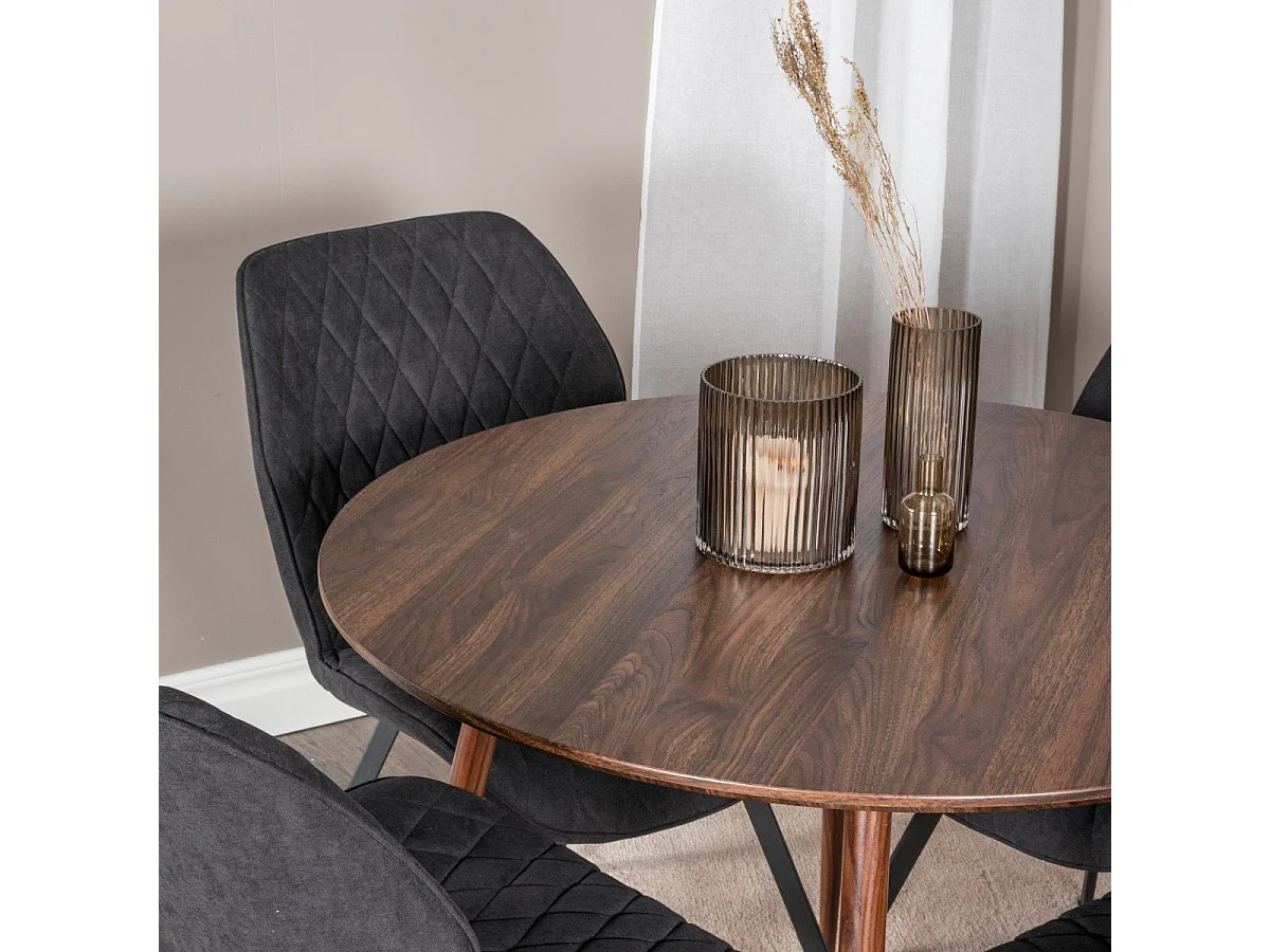 Table à Manger Ronde "Plaza" 100cm Noyer